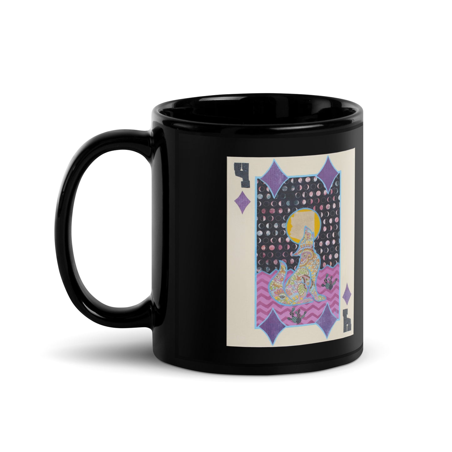 Four of Diamonds by Suzanne Villella | Black Glossy Mug