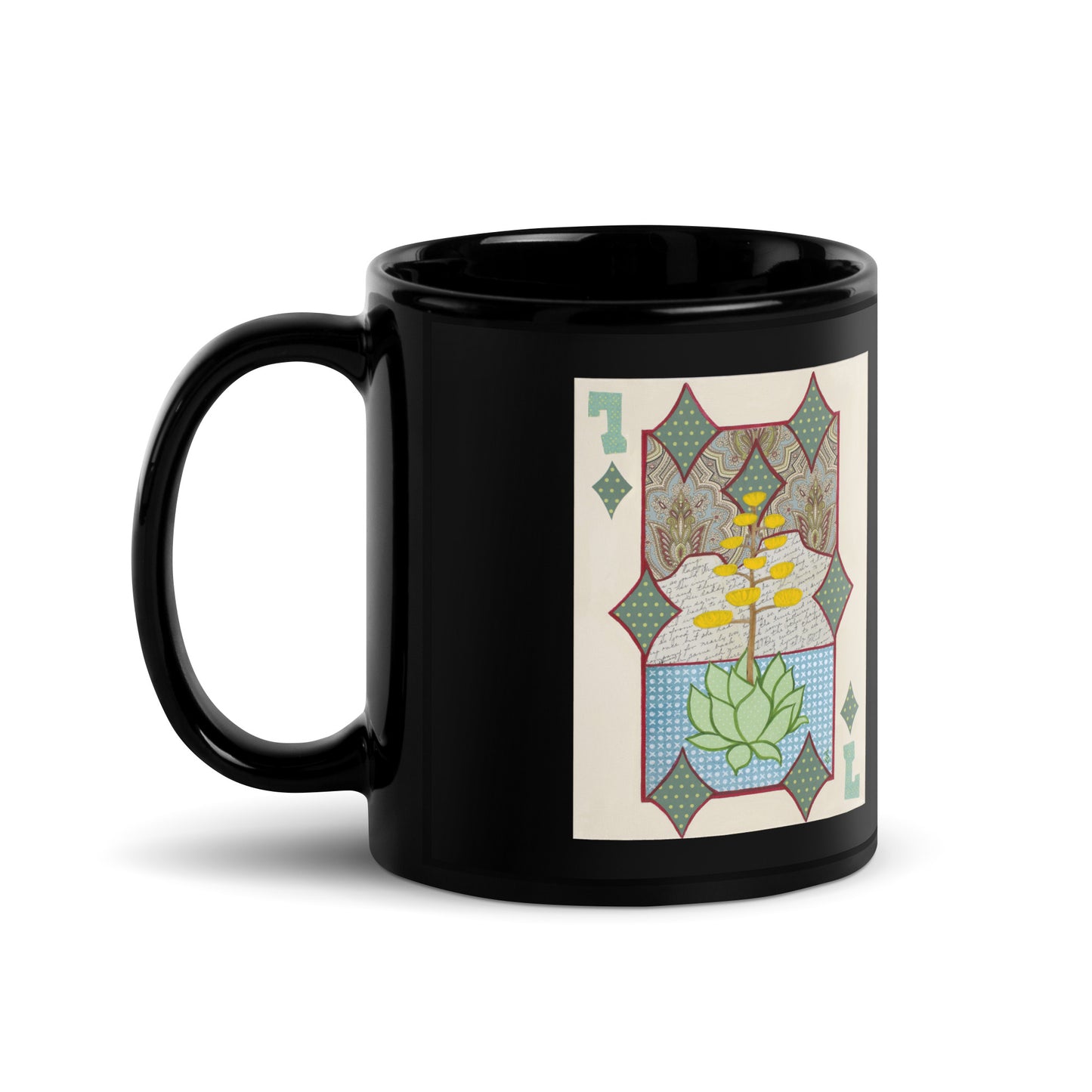 Seven of Diamonds by Suzanne Villella | Black Glossy Mug