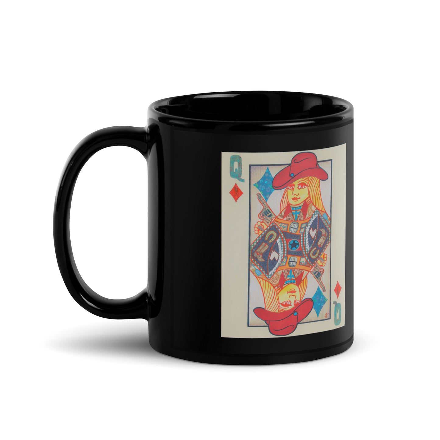 Queen of Diamonds by Suzanne Villella | Black Glossy Mug