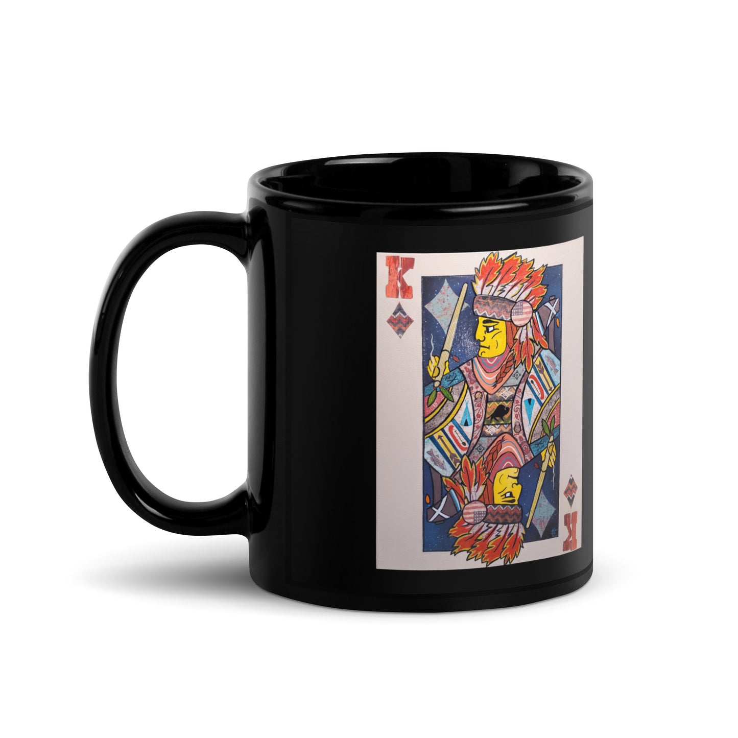 King of Diamonds by Suzanne Villella | Black Glossy Mug