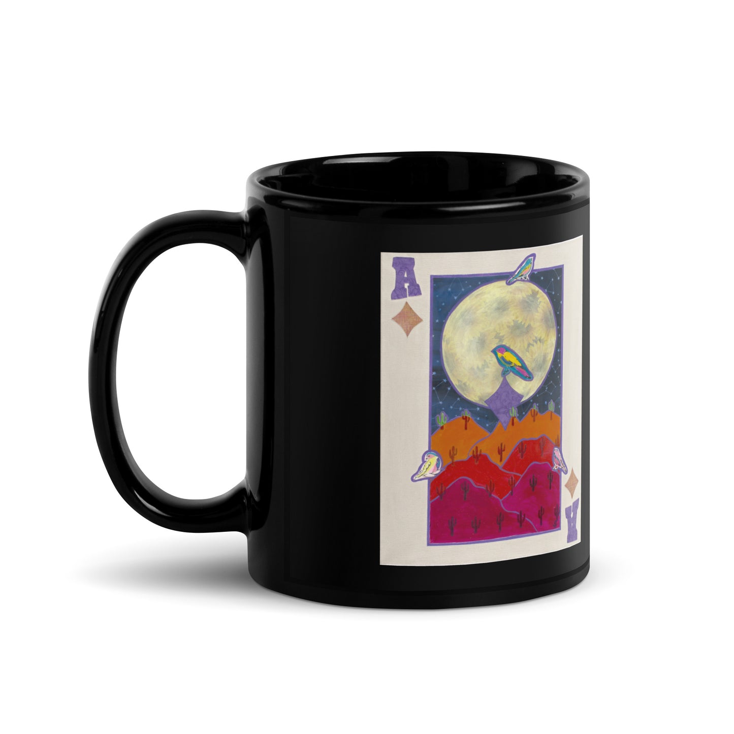 Ace of Diamonds by Suzanne Villella | Black Glossy Mug