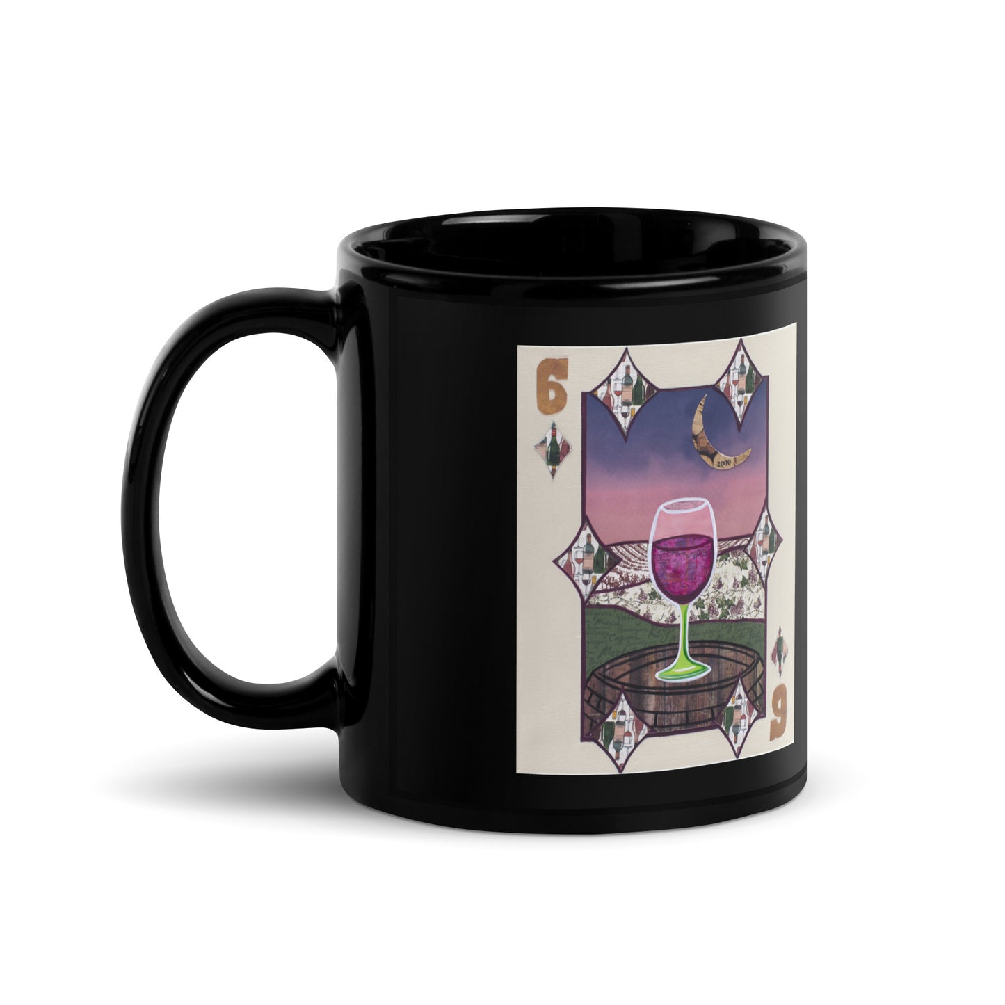 Six of Diamonds by Suzanne Villella | Black Glossy Mug