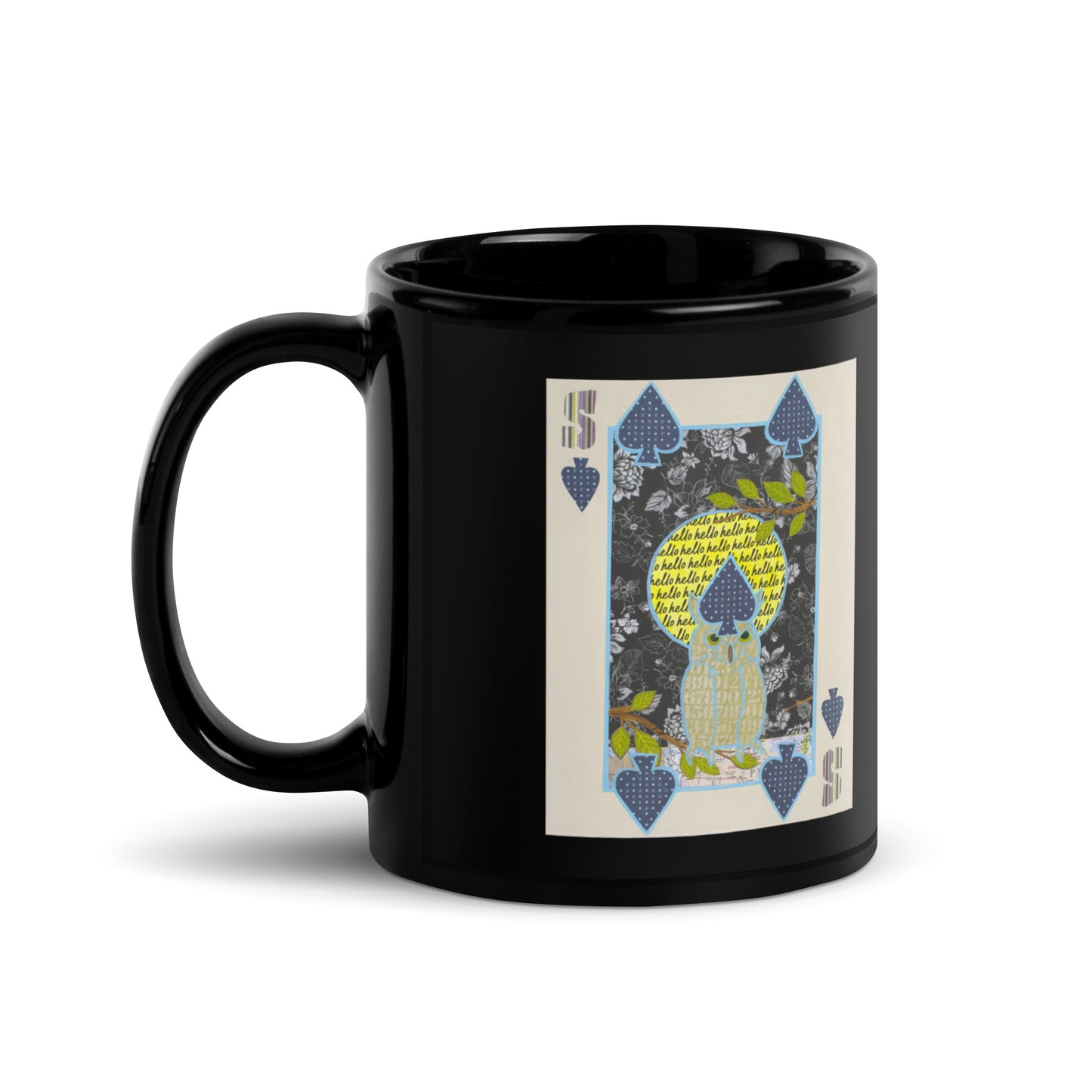 Five of Spades by Suzanne Villella | Black Glossy Mug