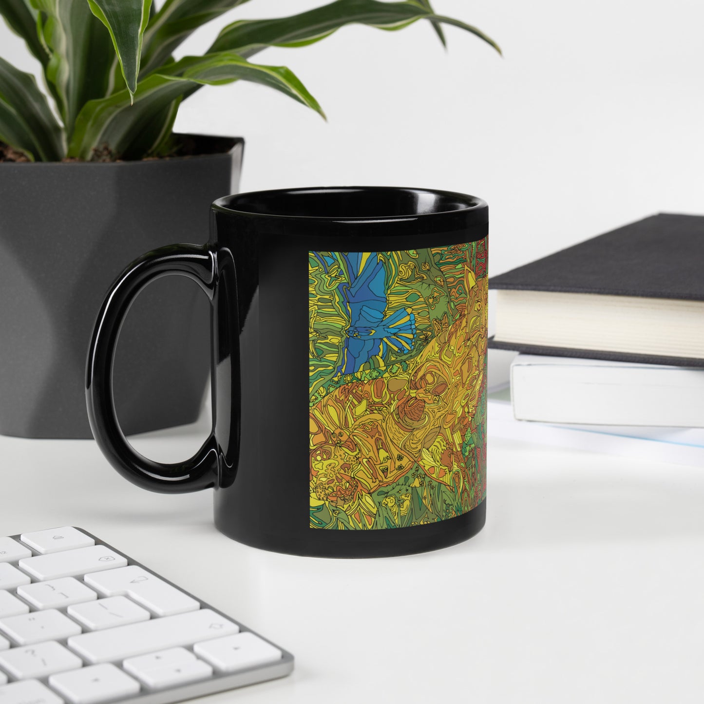 Backyard Bobcat by Lauri Kaye | Black Glossy Mug