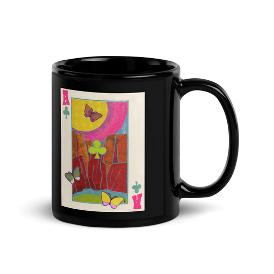 Ace of Clubs by Suzanne Villella | Black Glossy Mug