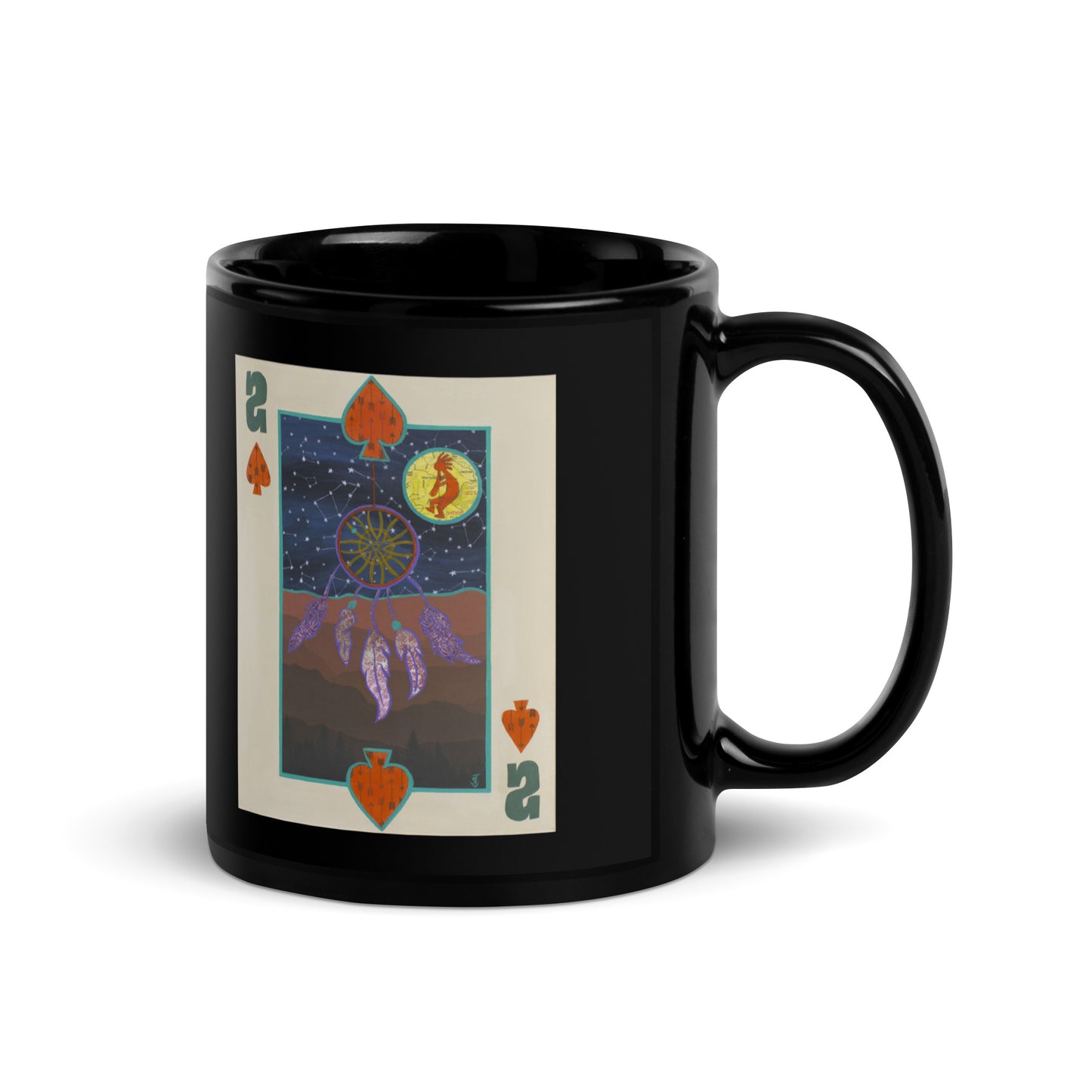 Two of Spades by Suzanne Villella | Black Glossy Mug