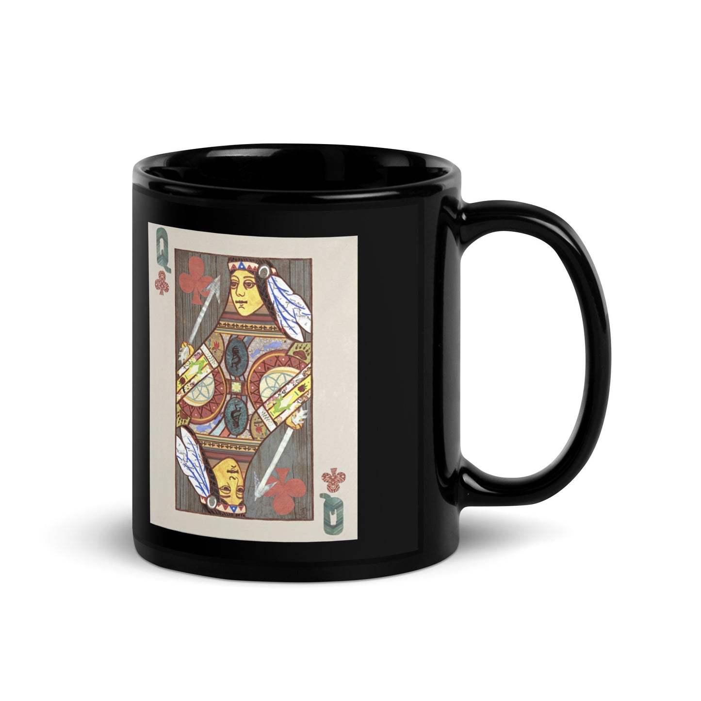 Queen of Clubs by Suzanne Villella | Black Glossy Mug