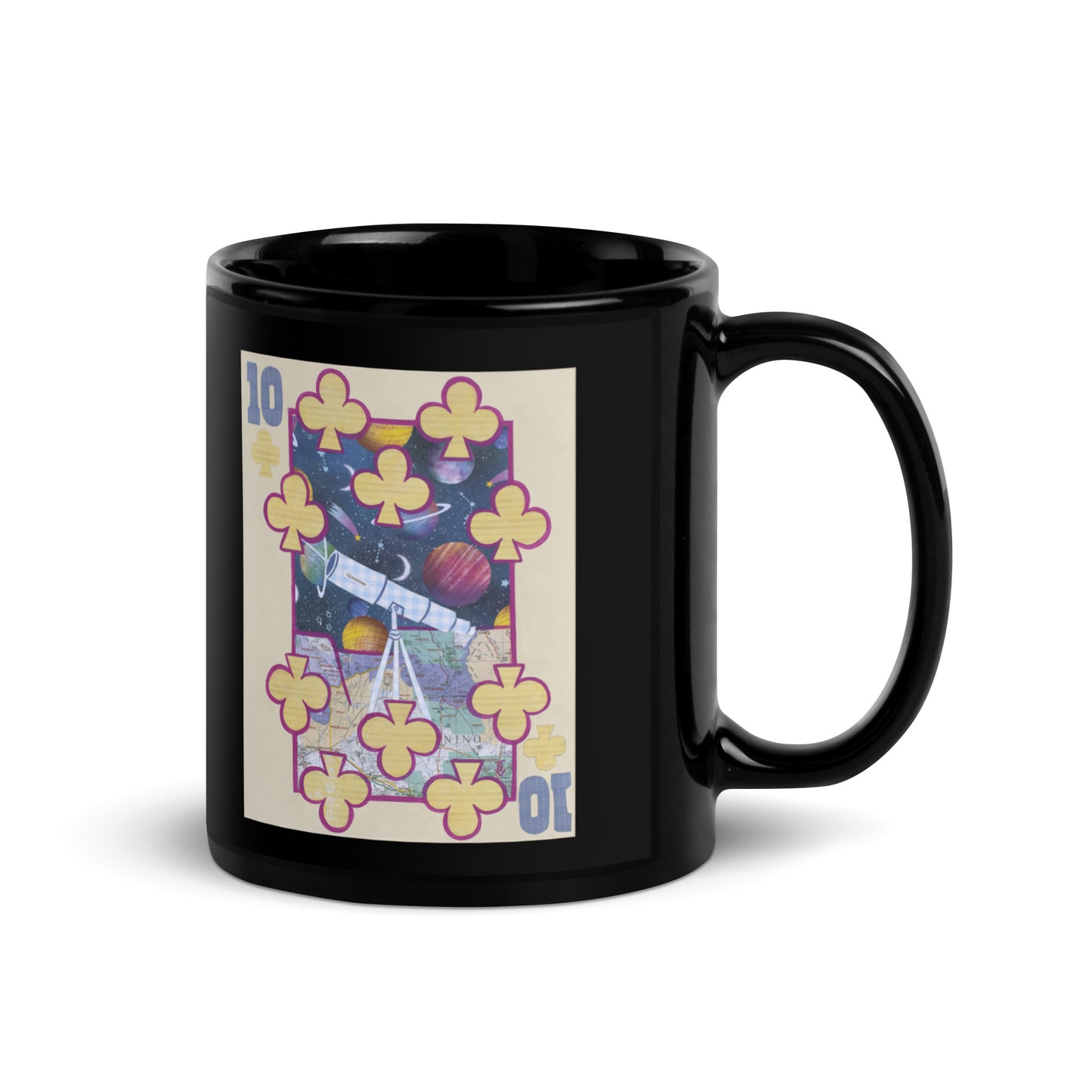 Ten of Clubs by Suzanne Villella | Black Glossy Mug