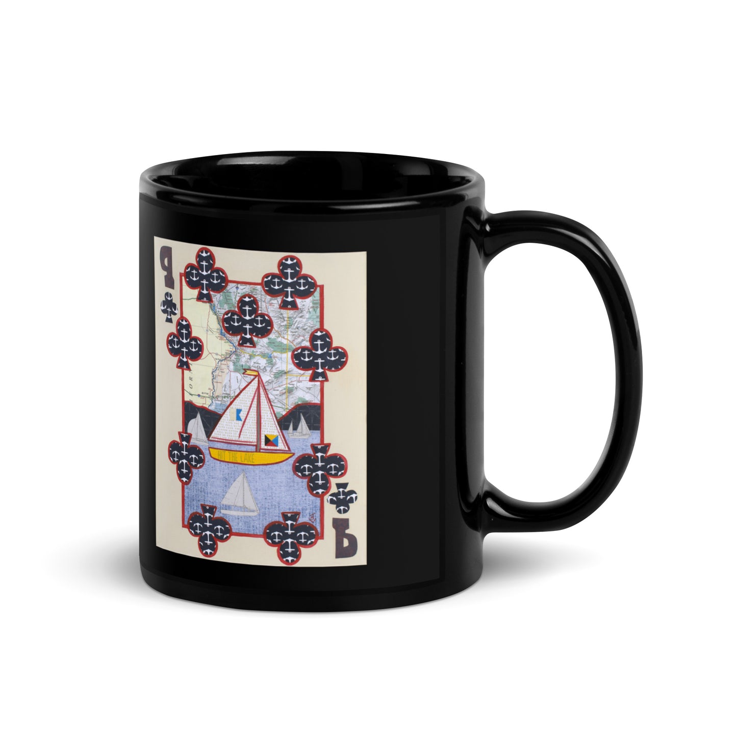 Nine of Clubs by Suzanne Villella | Black Glossy Mug