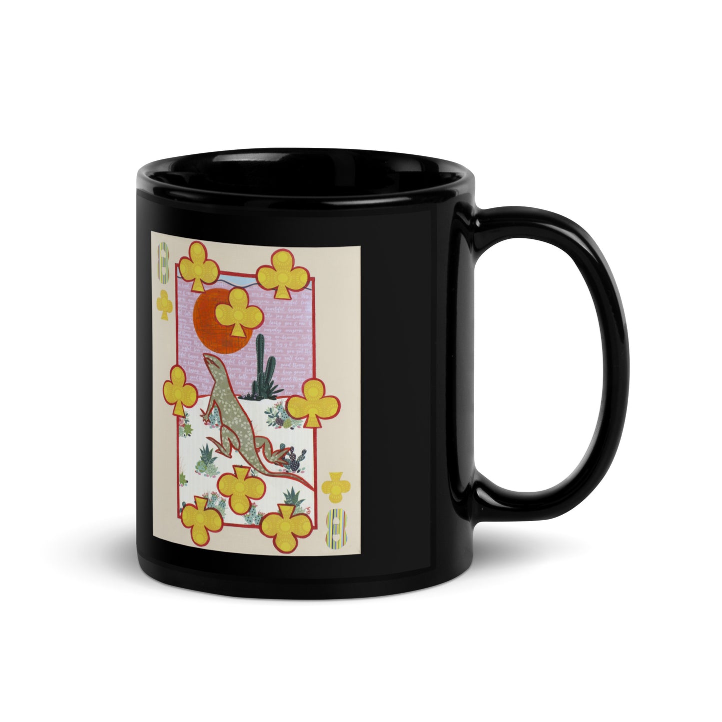 Eight of Clubs by Suzanne Villella | Black Glossy Mug