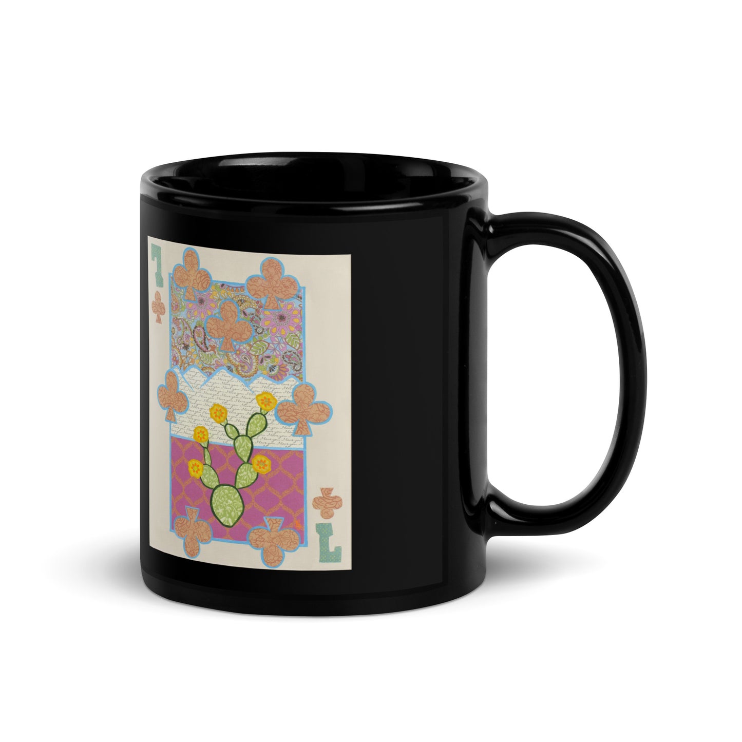 Seven of Clubs by Suzanne Villella | Black Glossy Mug