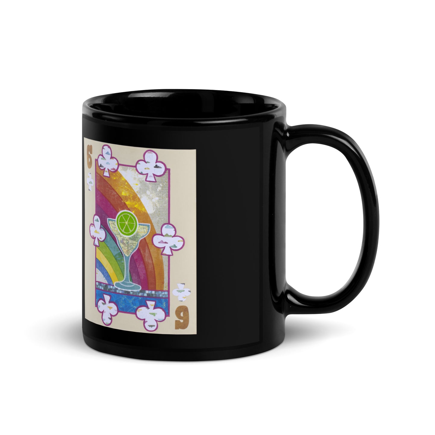 Six of Clubs by Suzanne Villella | Black Glossy Mug