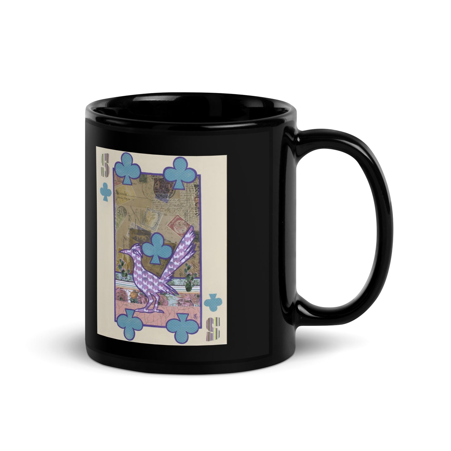 Five of Clubs by Suzanne Villella | Black Glossy Mug