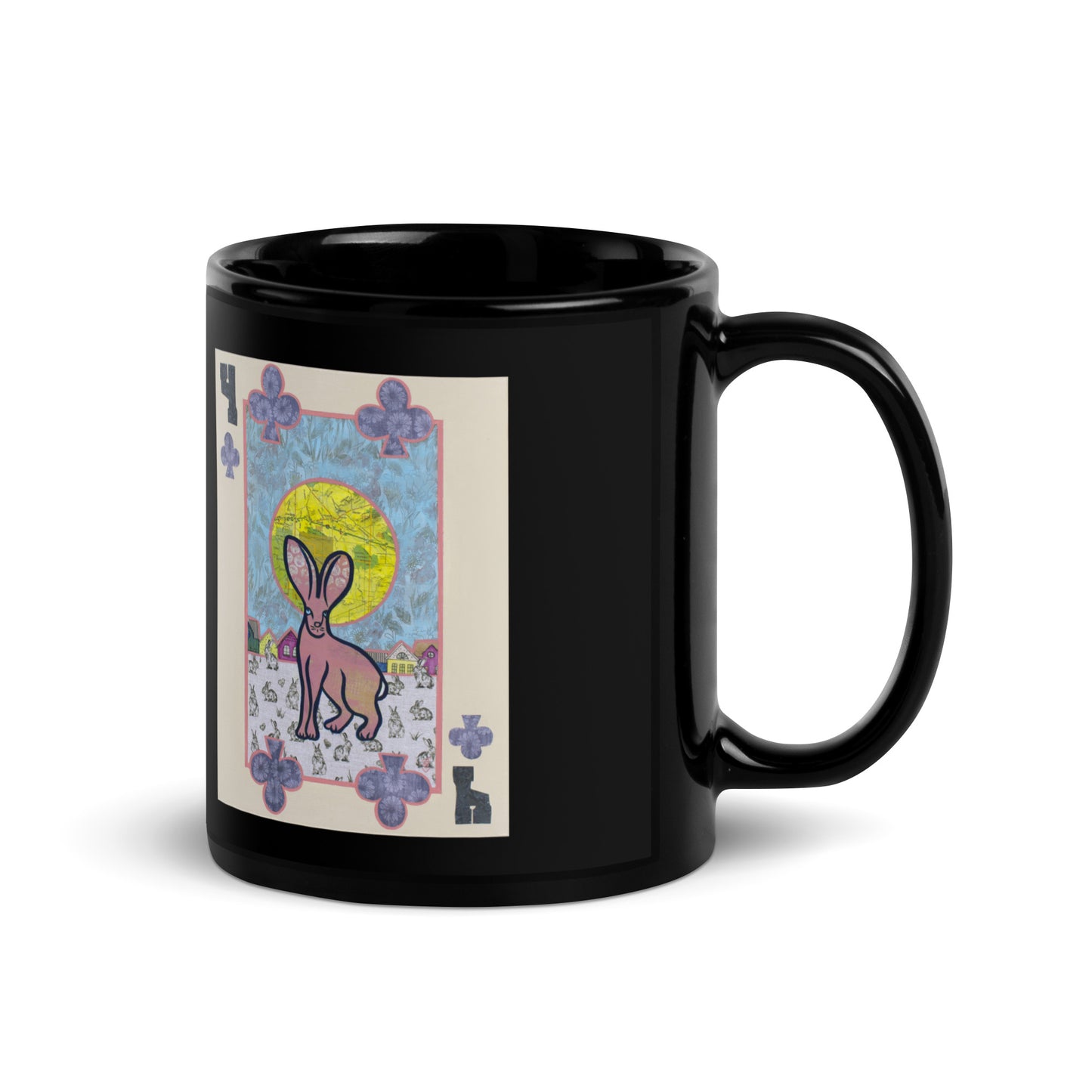 Four of Clubs by Suzanne Villella | Black Glossy Mug