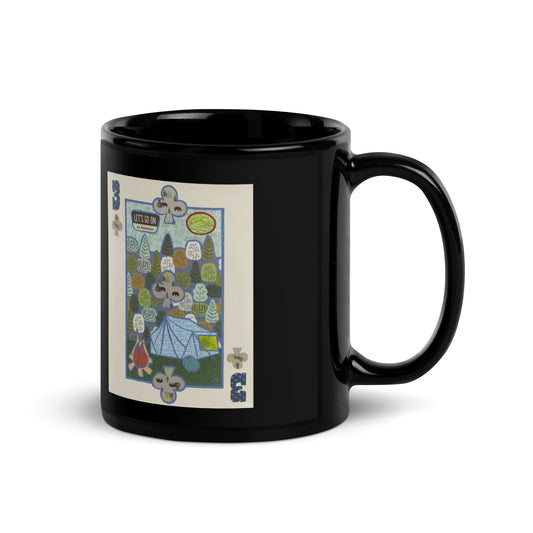 Three of Clubs by Suzanne Villella | Black Glossy Mug