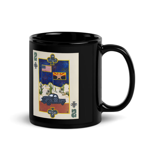 Two of Clubs by Suzanne Villella | Black Glossy Mug