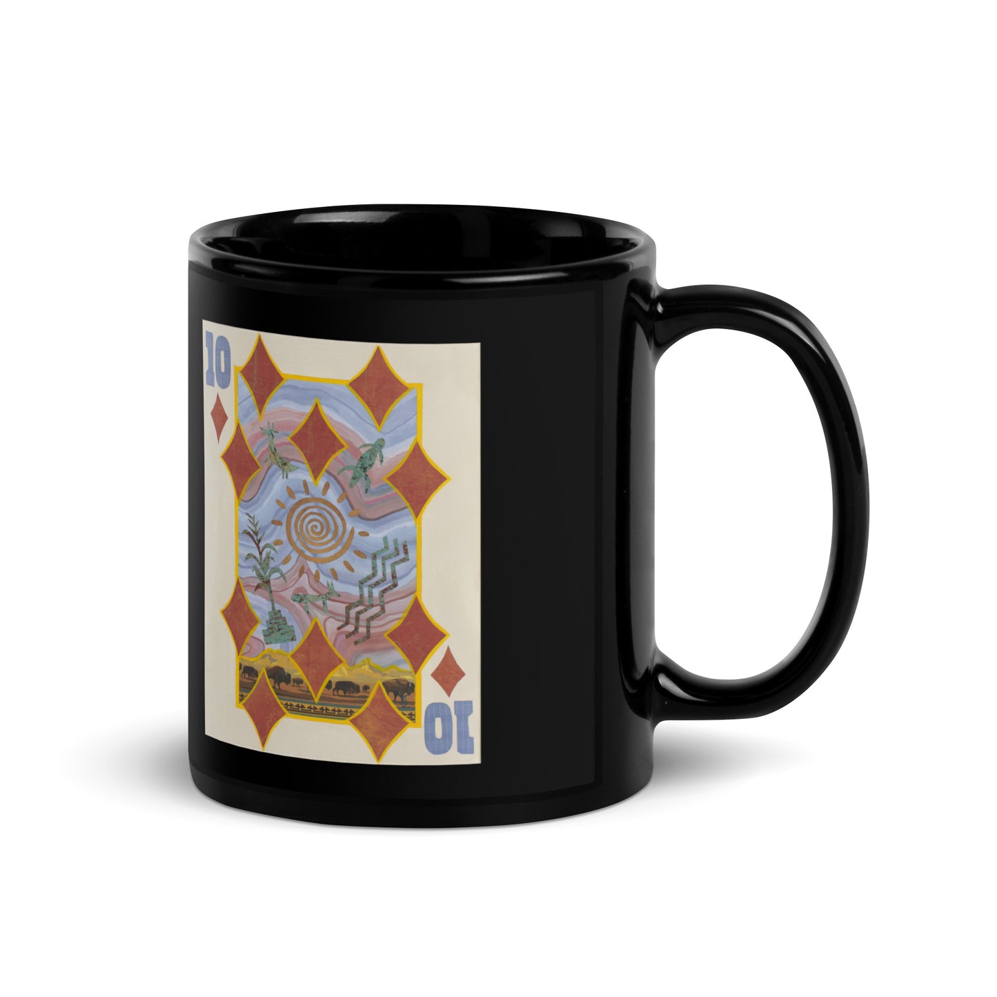 Ten of Diamonds by Suzanne Villella | Black Glossy Mug