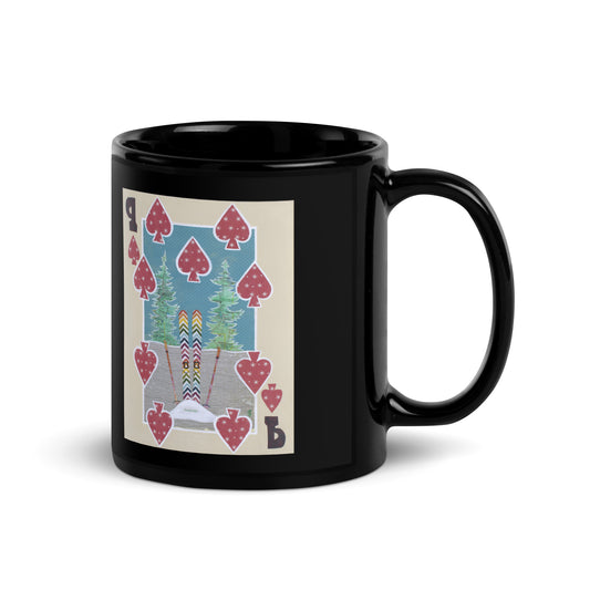 Nine of Spades by Suzanne Villella | Black Glossy Mug