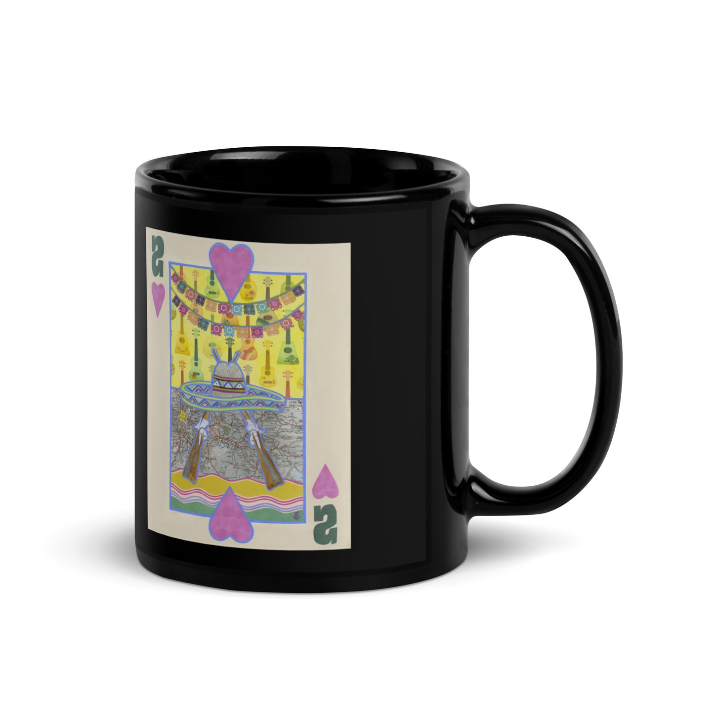 Two of Hearts by Suzanne Villella | Black Glossy Mug