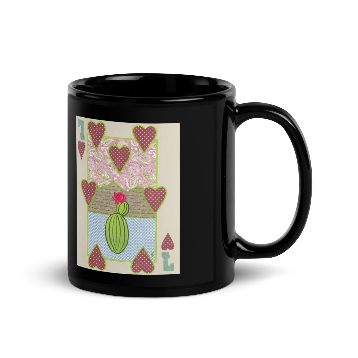 Seven of Hearts by Suzanne Villella | Black Glossy Mug