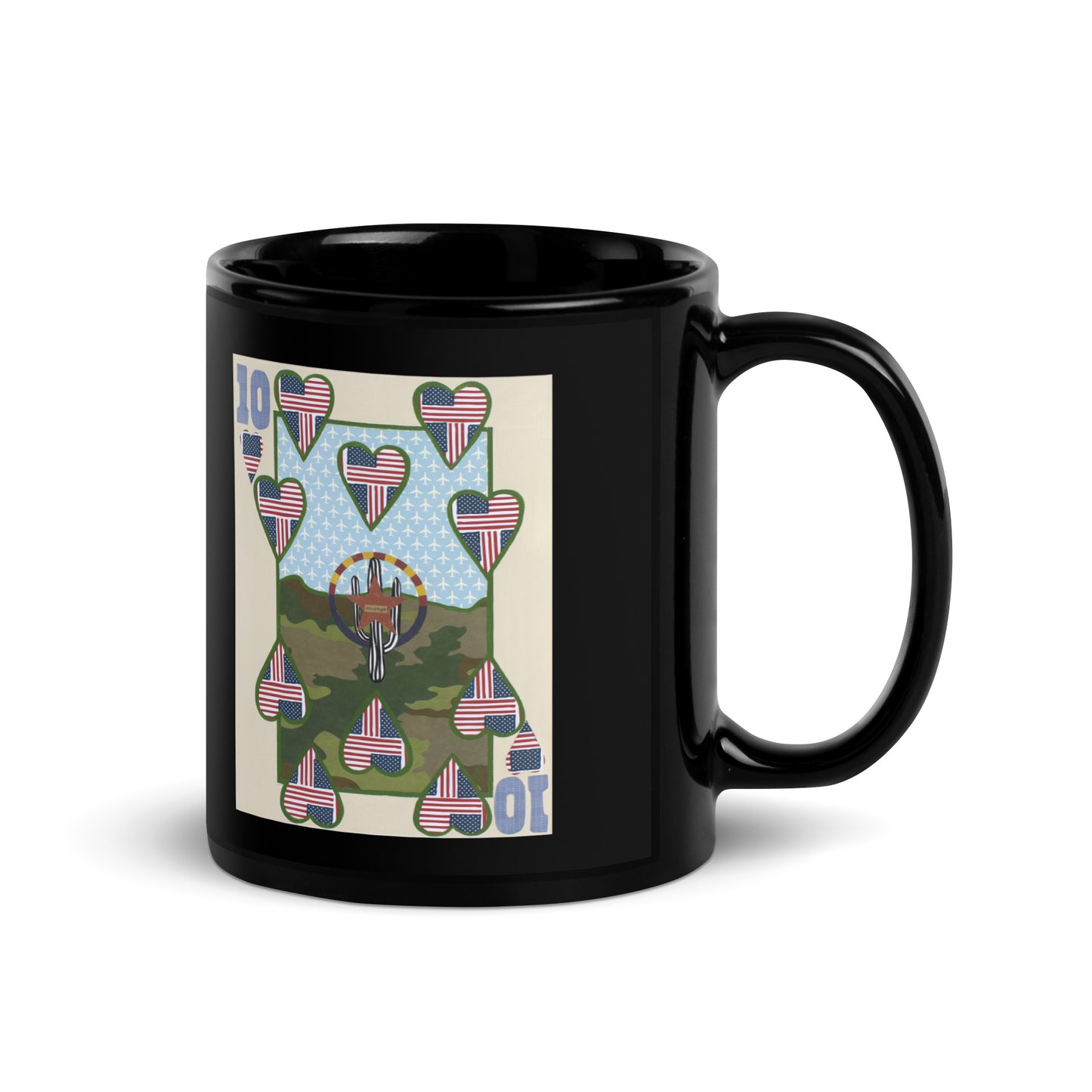 Ten of Hearts by Suzanne Villella | Black Glossy Mug