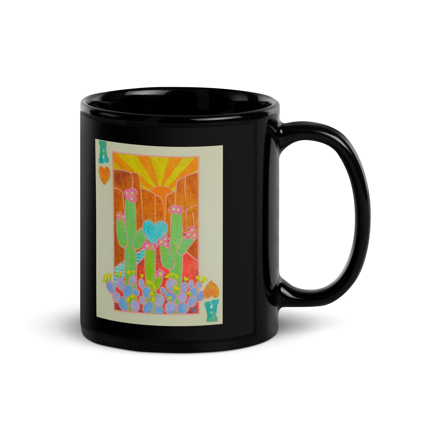 Ace of Hearts by Suzanne Villella | Black Glossy Mug