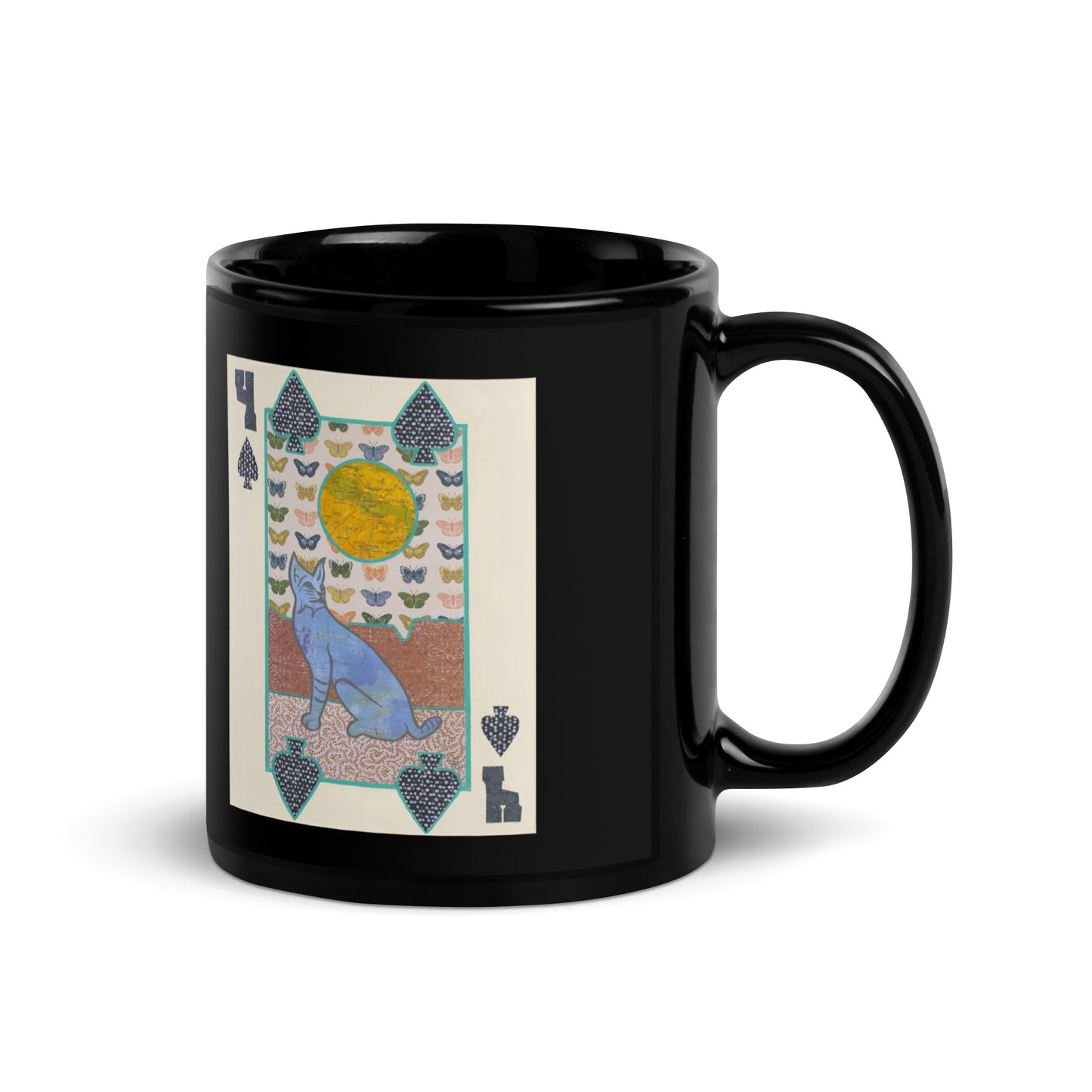 Four of Spades by Suzanne Villella | Black Glossy Mug