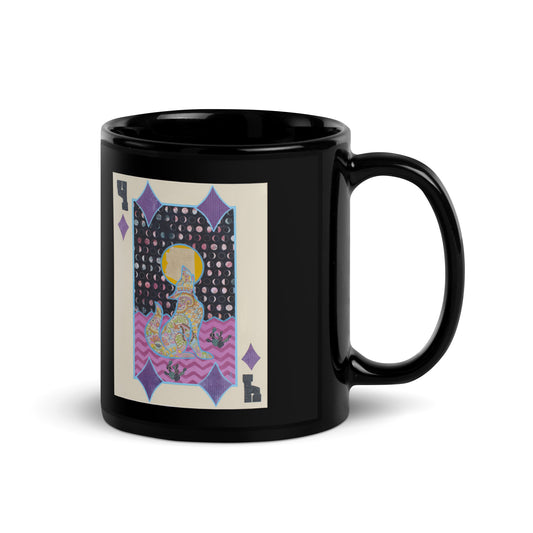 Four of Diamonds by Suzanne Villella | Black Glossy Mug