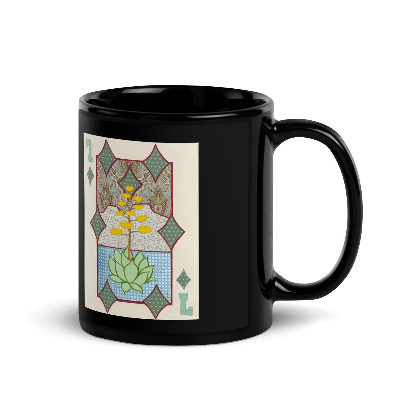 Seven of Diamonds by Suzanne Villella | Black Glossy Mug