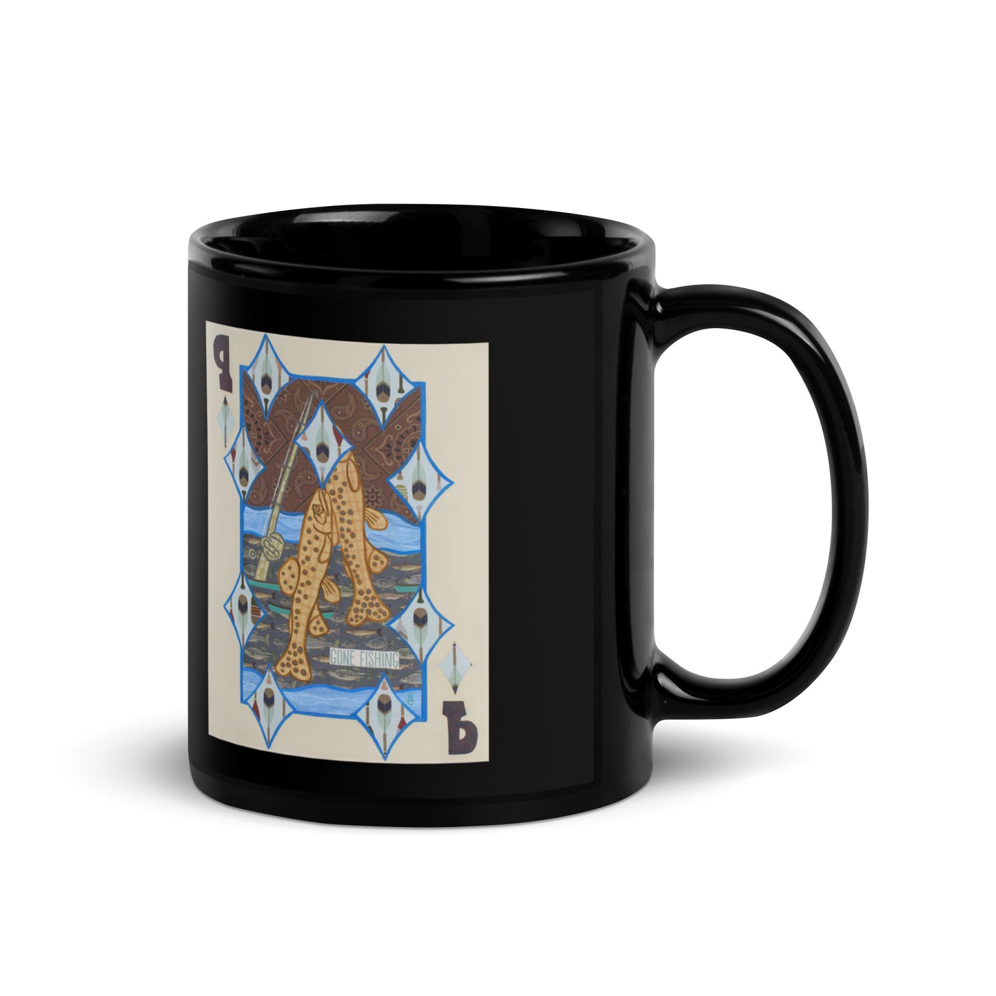 Nine of Diamonds by Suzanne Villella | Black Glossy Mug