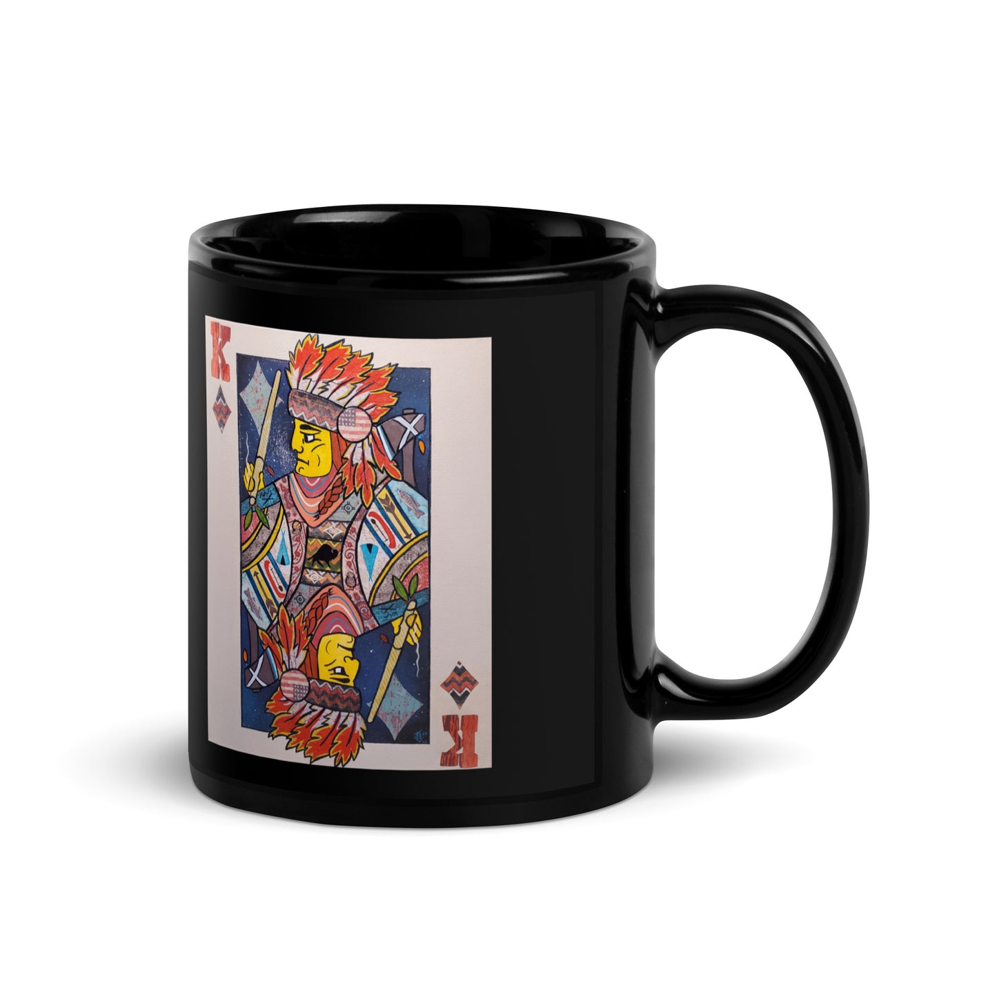 King of Diamonds by Suzanne Villella | Black Glossy Mug