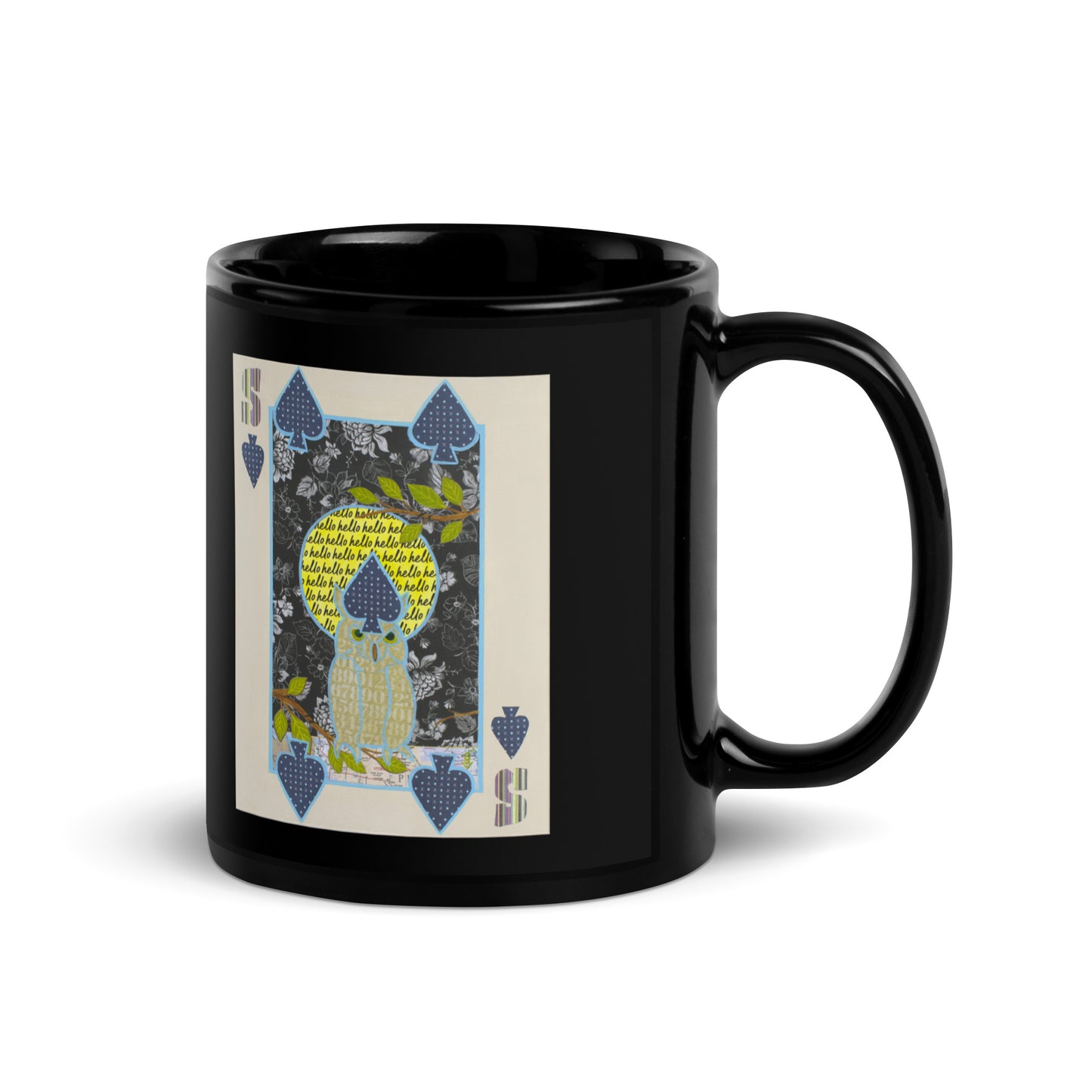 Five of Spades by Suzanne Villella | Black Glossy Mug