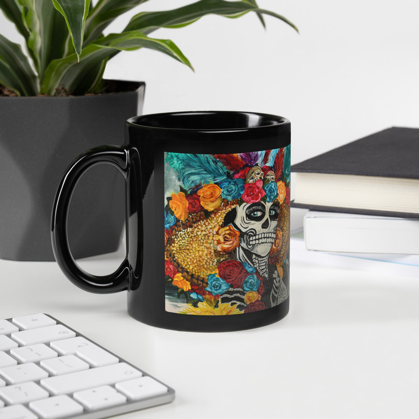 La Catrina by Andrea Rodriguez | Black Glossy Mug