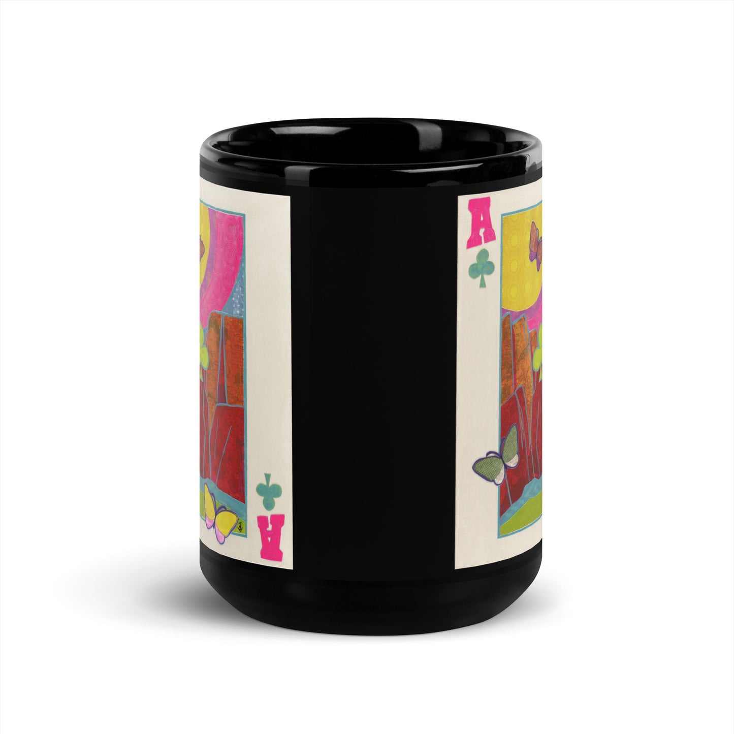 Ace of Clubs by Suzanne Villella | Black Glossy Mug