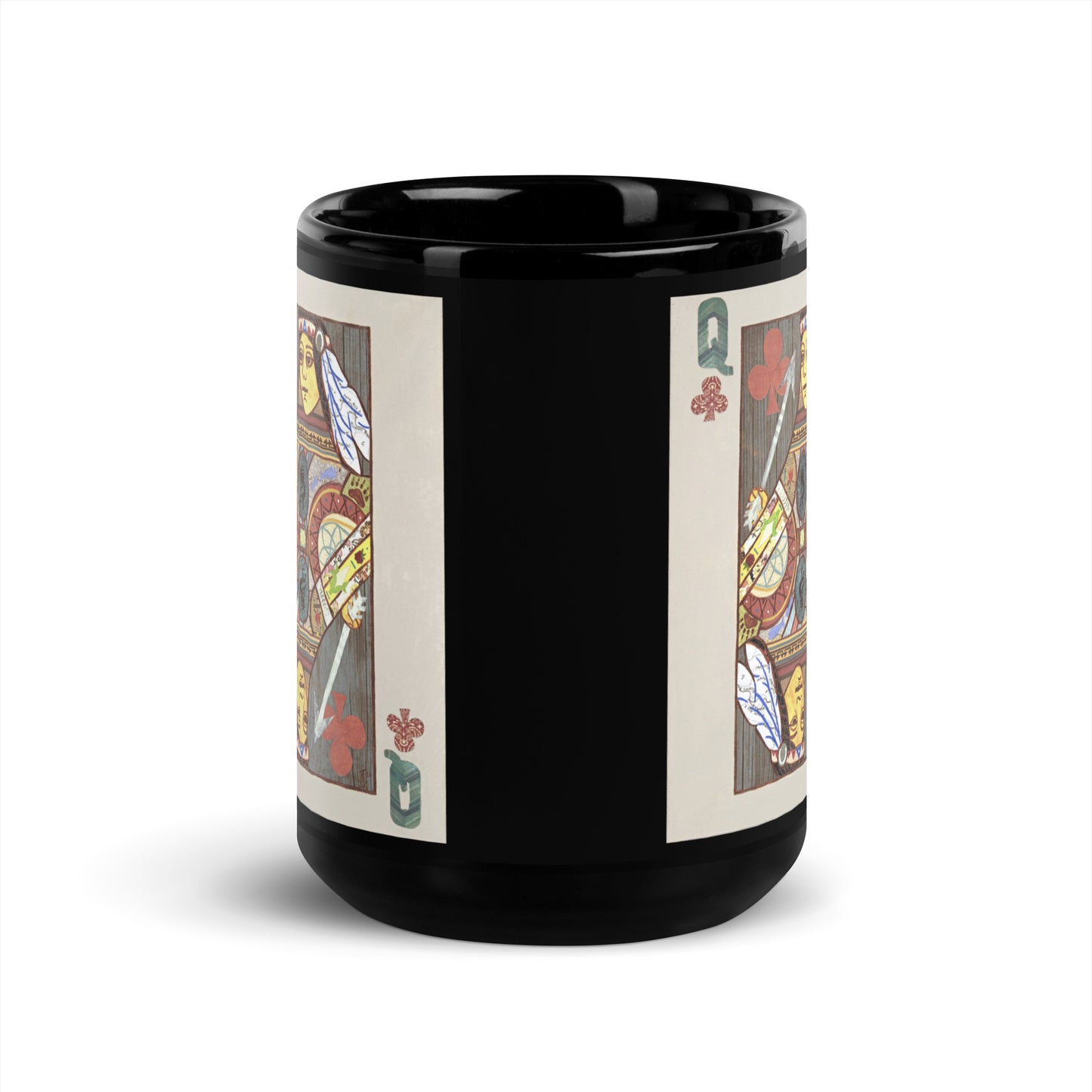 Queen of Clubs by Suzanne Villella | Black Glossy Mug