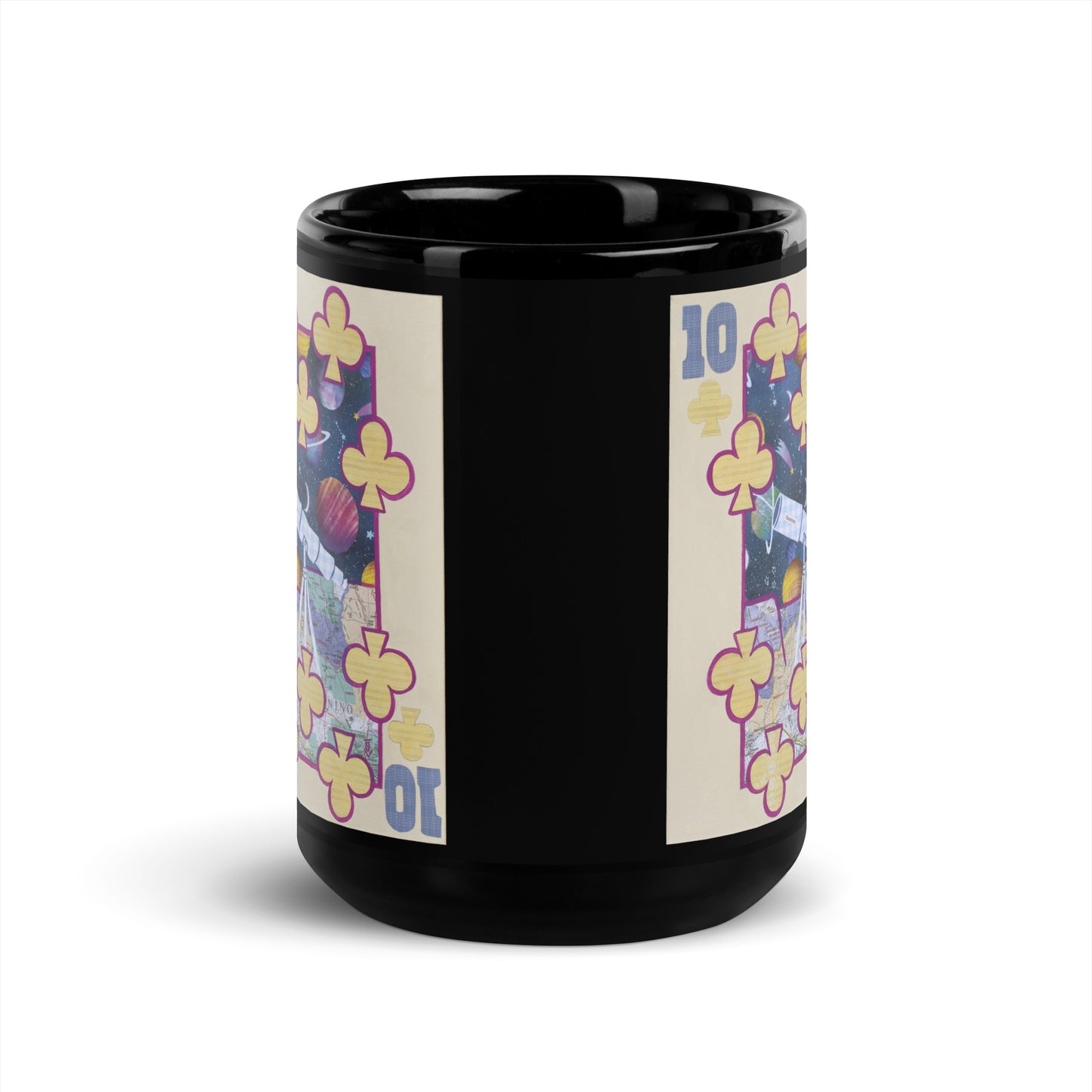 Ten of Clubs by Suzanne Villella | Black Glossy Mug