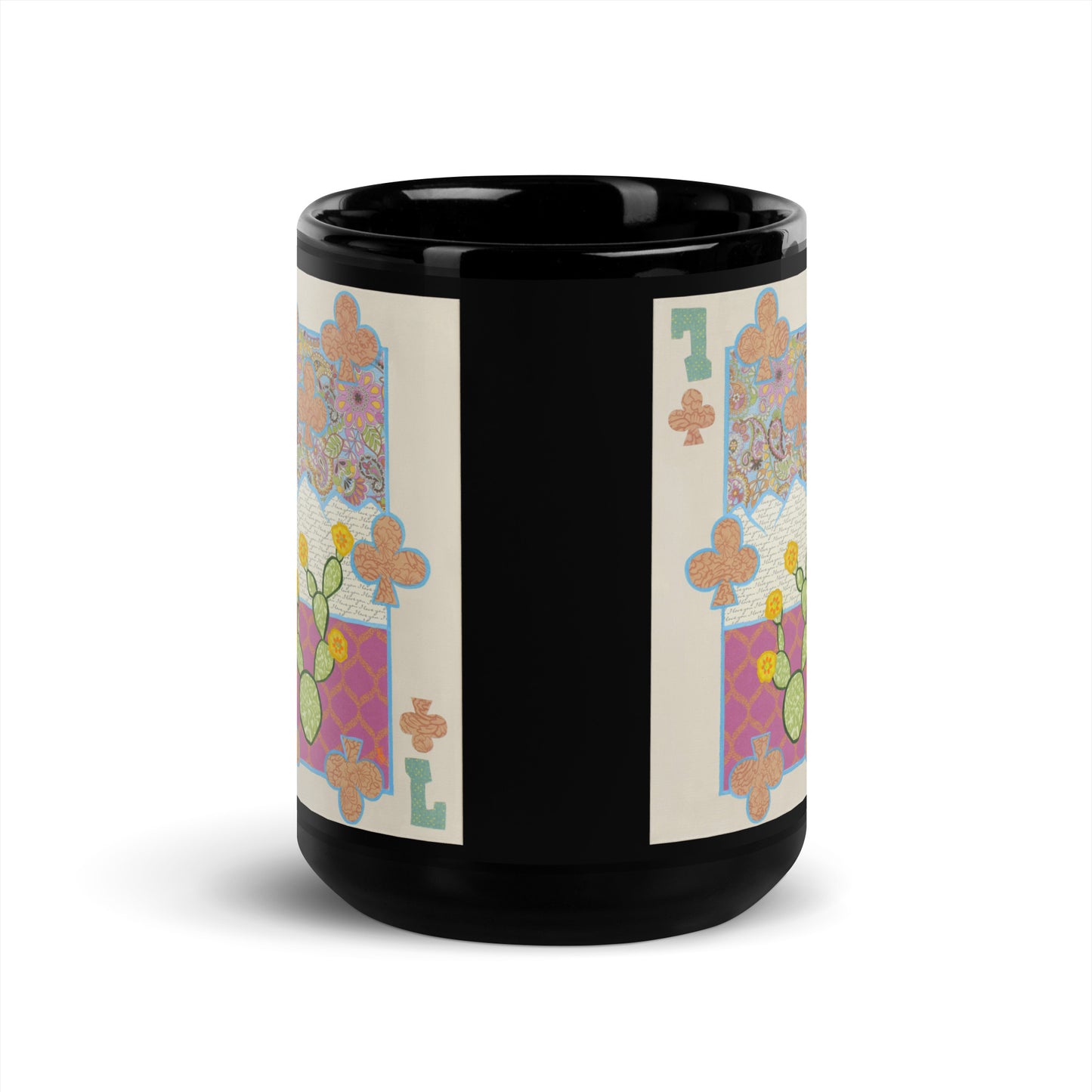 Seven of Clubs by Suzanne Villella | Black Glossy Mug