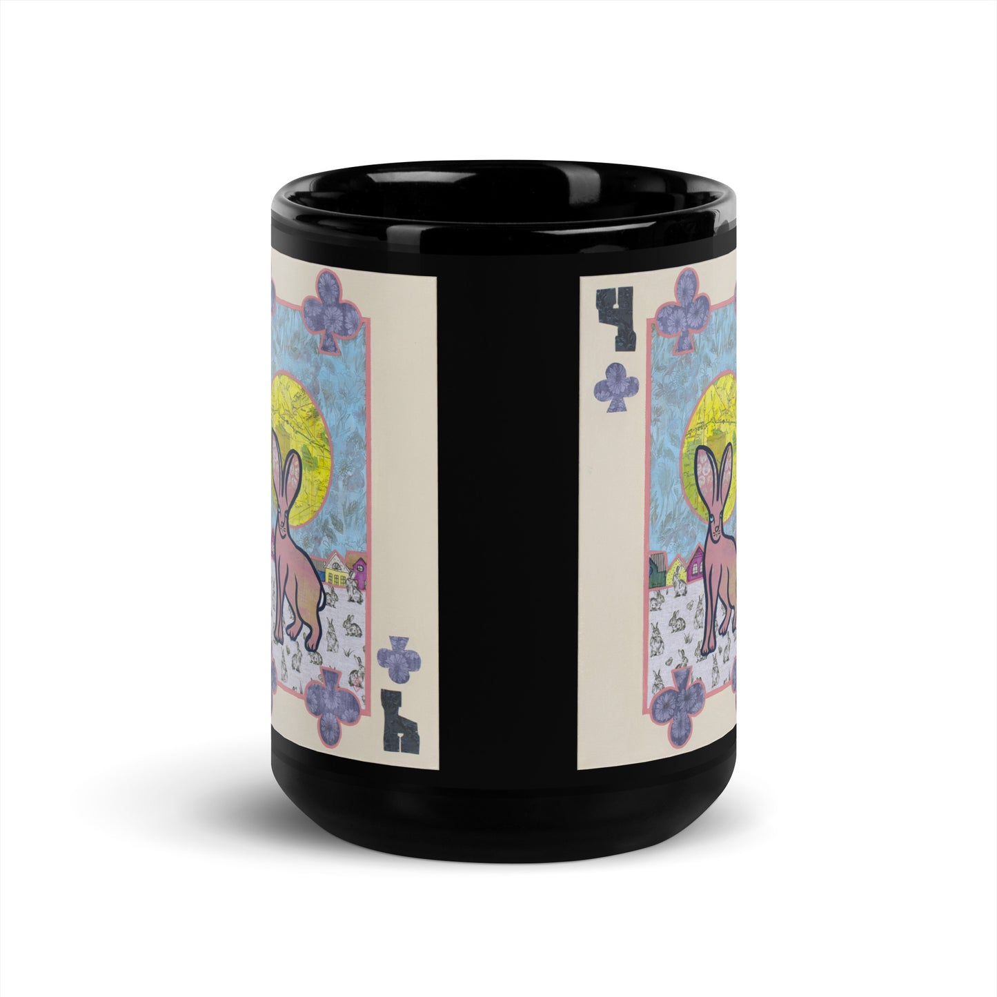 Four of Clubs by Suzanne Villella | Black Glossy Mug