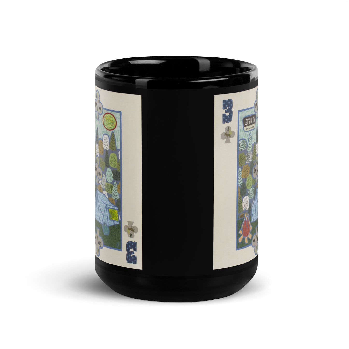 Three of Clubs by Suzanne Villella | Black Glossy Mug