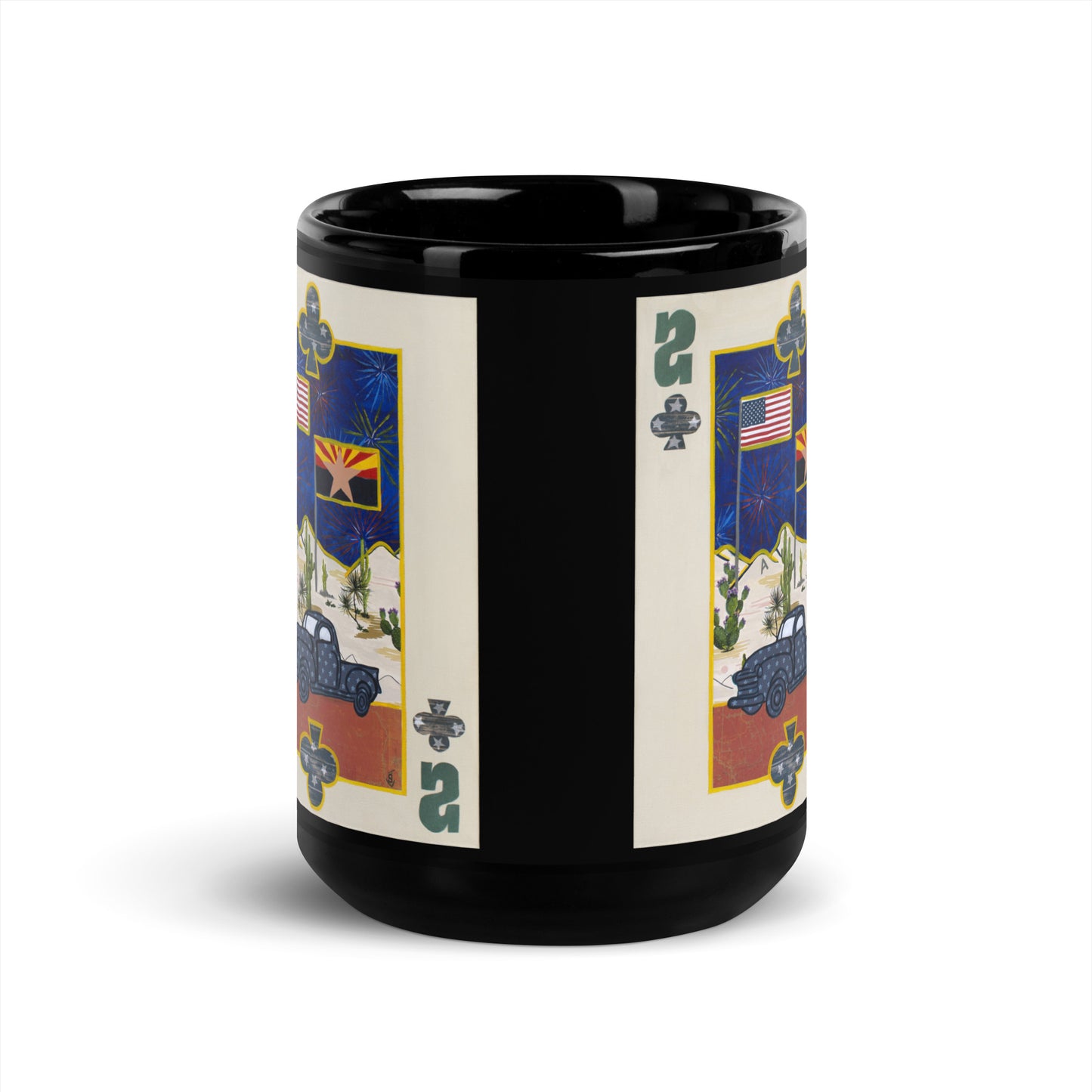 Two of Clubs by Suzanne Villella | Black Glossy Mug