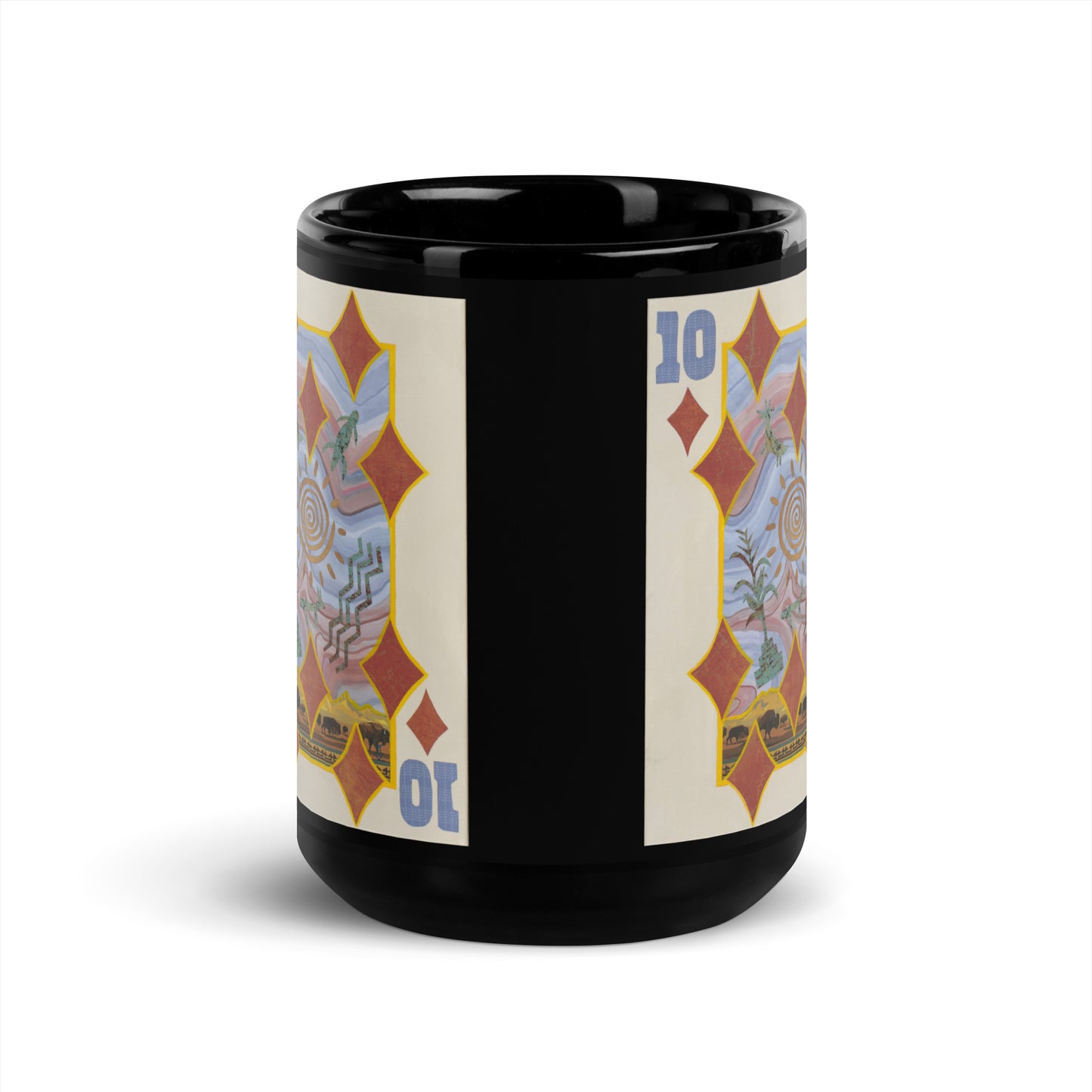 Ten of Diamonds by Suzanne Villella | Black Glossy Mug