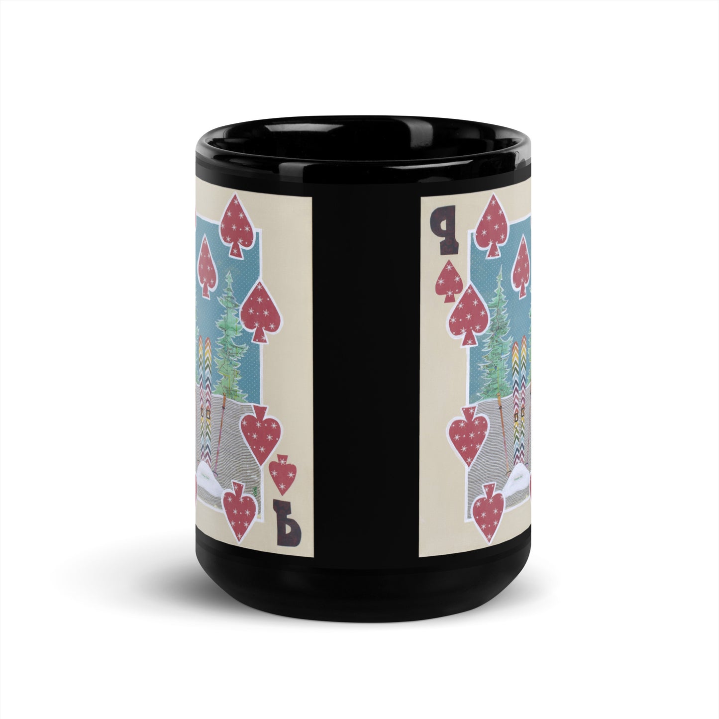 Nine of Spades by Suzanne Villella | Black Glossy Mug