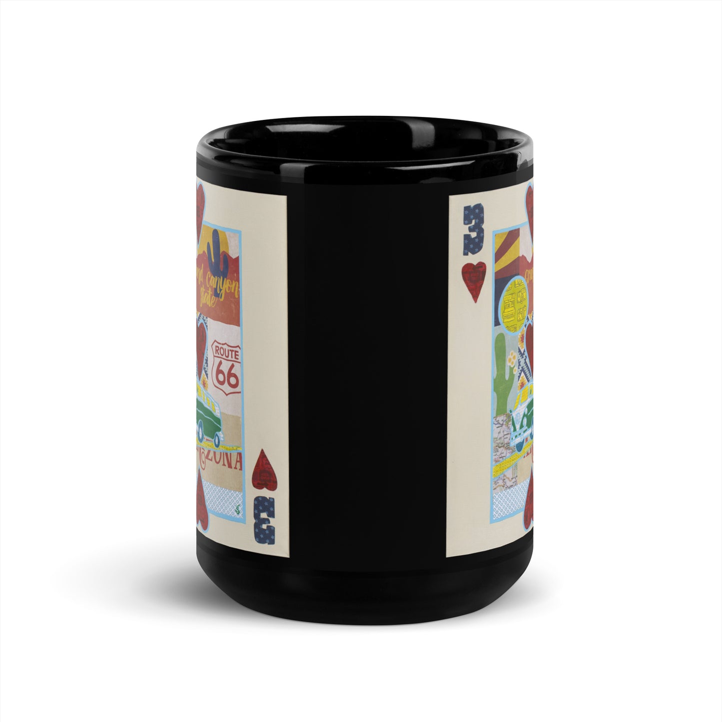 Three of Hearts by Suzanne Villella | Black Glossy Mug