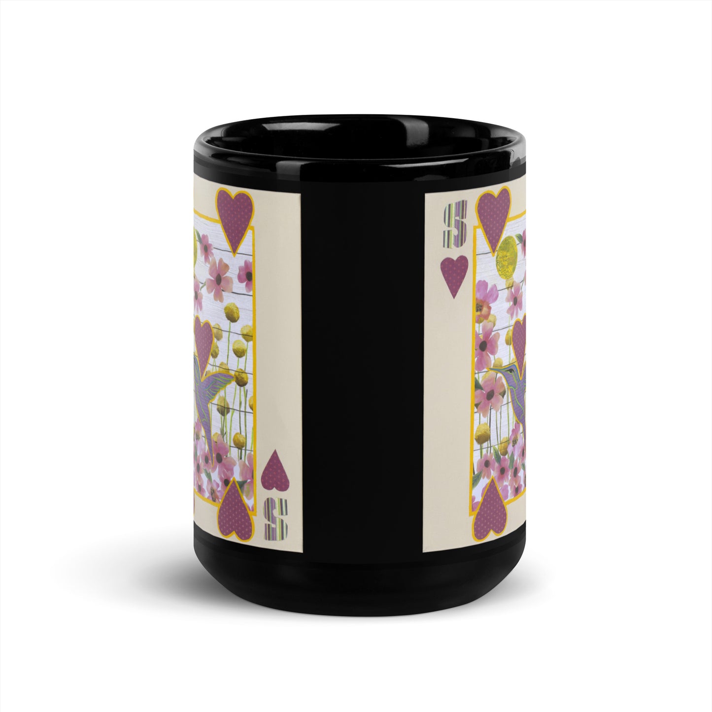 Five of Hearts by Suzanne Villella | Black Glossy Mug