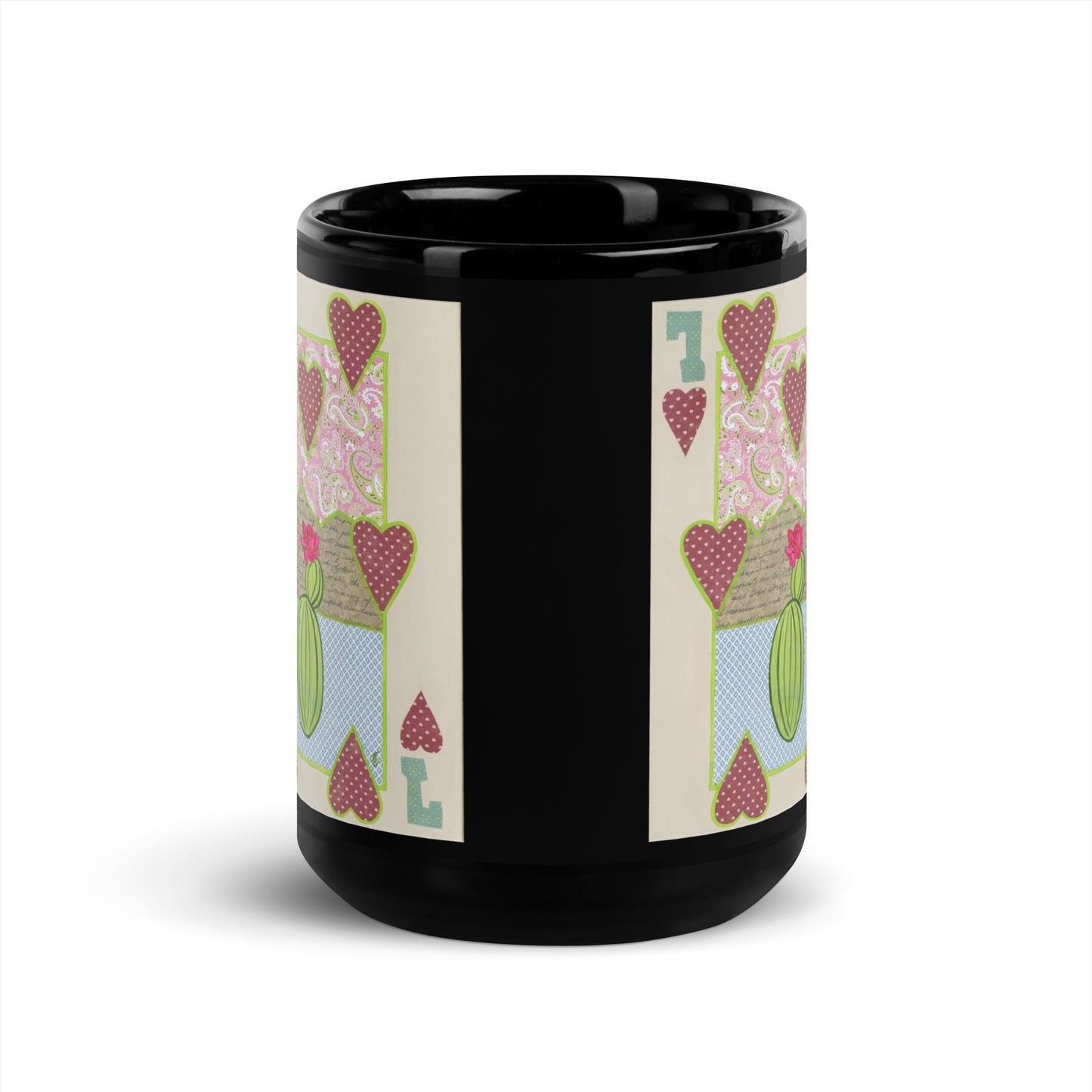 Seven of Hearts by Suzanne Villella | Black Glossy Mug