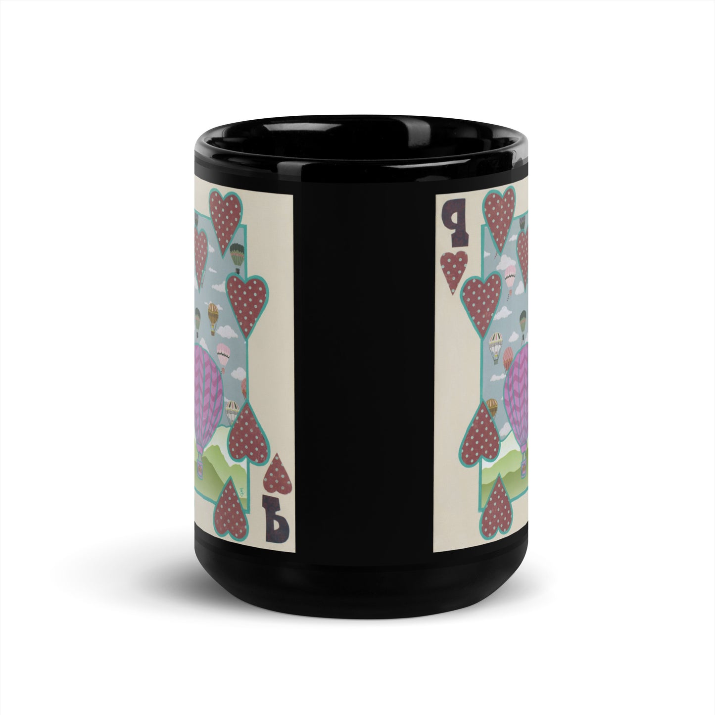 Nine of Hearts by Suzanne Villella | Black Glossy Mug