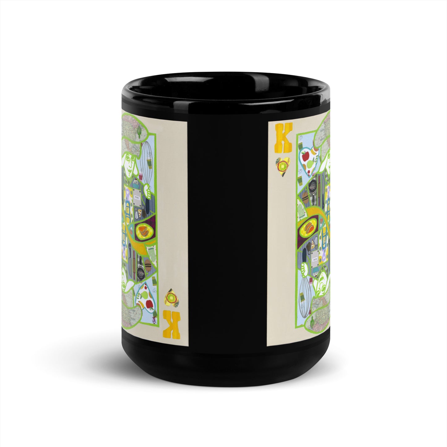 King of Hearts by Suzanne Villella | Black Glossy Mug