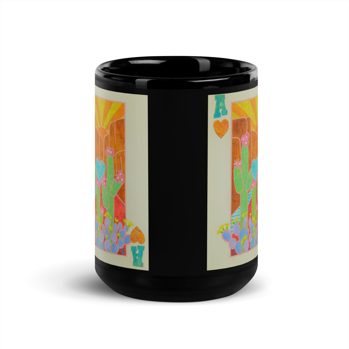 Ace of Hearts by Suzanne Villella | Black Glossy Mug