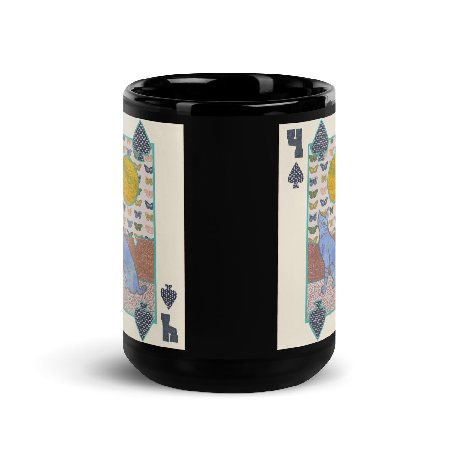 Four of Spades by Suzanne Villella | Black Glossy Mug