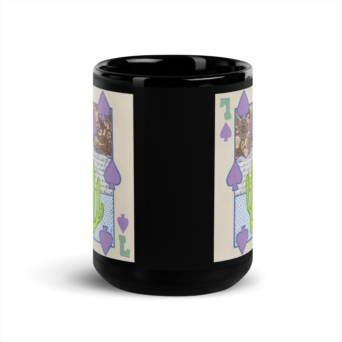 Seven of Spades by Suzanne Villella | Black Glossy Mug